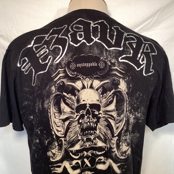 Xzavier Vintage Fear The Unknown Gothic Black All Over Graphic Tee Men’s Medium - Picture 6 of 11